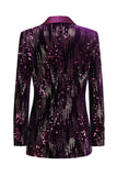 Scialle viola scintillante risvolto paillettes Blazer da ballo