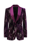 Scialle viola scintillante risvolto paillettes Blazer da ballo