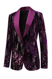 Scialle viola scintillante risvolto paillettes Blazer da ballo