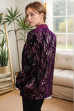 Scialle viola scintillante risvolto paillettes Blazer da ballo