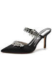 Royal Blue Pointed Toe Strass Stiletto Sandali