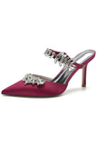 Royal Blue Pointed Toe Strass Stiletto Sandali