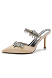 Royal Blue Pointed Toe Strass Stiletto Sandali