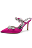 Royal Blue Pointed Toe Strass Stiletto Sandali