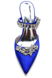 Royal Blue Pointed Toe Strass Stiletto Sandali