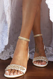 Sandalo con tacco basso con strass dorati