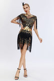 Grigio paillettes corto 1920s Flapper Dress con frange