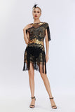 Grigio paillettes corto 1920s Flapper Dress con frange