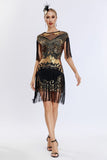 Grigio paillettes corto 1920s Flapper Dress con frange