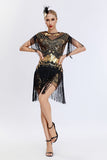 Grigio paillettes corto 1920s Flapper Dress con frange