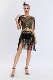 Grigio paillettes corto 1920s Flapper Dress con frange