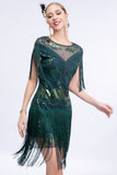 Grigio paillettes corto 1920s Flapper Dress con frange