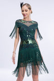 Grigio paillettes corto 1920s Flapper Dress con frange