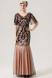 Abito lungo in tulle nero rosa anni 1920