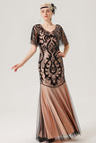 Abito lungo in tulle nero rosa anni 1920