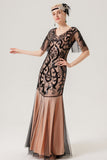 Abito lungo in tulle nero rosa anni 1920