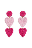 Orecchini intrecciati a forma di cuore fucsia alla moda