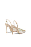 Sparkly Albicocca Strass Pizzo Tacchi Alti