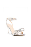 Sparkly argento strass fiocco cinturini alla caviglia Open Toe tacchi alti