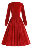 Nero A Line maniche lunghe pieghettato Vintage 1950s Dress