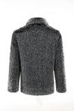 Grigio scuro pelliccia sintetica girare collare corto uomo cappotto