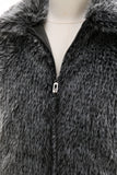 Grigio scuro pelliccia sintetica girare collare corto uomo cappotto