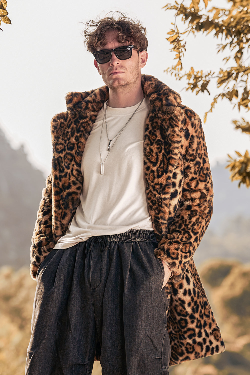 Gilet Maglione Leopardato Uomo Felpe In Lana Beige Taglia XS