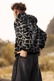 Leopard Faux Fur Zip-Up Felpa con cappuccio maniche lunghe Cappotto da uomo