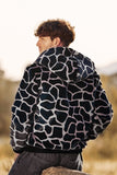 Leopard Faux Fur Zip-Up Felpa con cappuccio maniche lunghe Cappotto da uomo