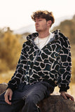 Leopard Faux Fur Zip-Up Felpa con cappuccio maniche lunghe Cappotto da uomo