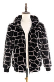 Leopard Faux Fur Zip-Up Felpa con cappuccio cappotto da uomo