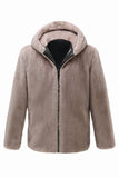 Cappotto invernale da uomo in pile con zip e zip kaki