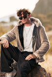 Felpa con cappuccio in pile con zip kaki Cappotto invernale da uomo