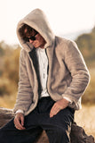 Felpa con cappuccio in pile con zip kaki Cappotto invernale da uomo