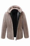 Cappotto invernale da uomo in pile con zip e zip kaki