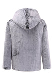 Cappotto Midi Grigio In Montone Da Uomo Con Cappuccio