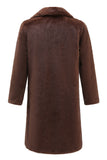 Cappotto lungo in shearling marrone con risvolto dentellato da uomo