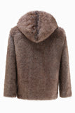 Cappotto invernale in pelliccia sintetica da uomo kaki con cappuccio