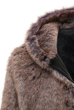 Cappotto invernale in pelliccia sintetica da uomo kaki con cappuccio