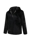Cappotto da uomo in pelliccia sintetica con cappuccio Inverno Nero Addensato Lusso