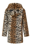 Cappotto in pelliccia sintetica leopardato di media lunghezza invernale da uomo