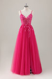 Royal Blue Ball-Gown lungo Appliqued Prom Dress con fessura
