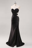 Sparkly Sweetheart guaina nera Prom Dress con fessura