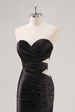Sparkly Sweetheart guaina nera Prom Dress con fessura