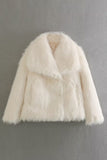 Fluffy nero giro giro pelliccia cappotto invernale