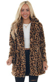 Cappotto di pelliccia da donna con stampa leopardata gialla