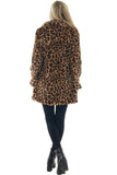 Cappotto di pelliccia da donna con stampa leopardata gialla