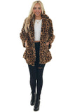 Cappotto di pelliccia da donna con stampa leopardata gialla