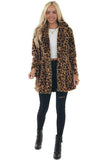 Cappotto di pelliccia da donna con stampa leopardata gialla