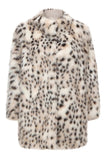 Pelliccia da donna over-size con stampa leopardata bianca